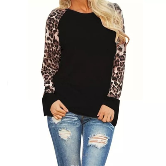 Tops - Leopard Patchwork T-Shirt
